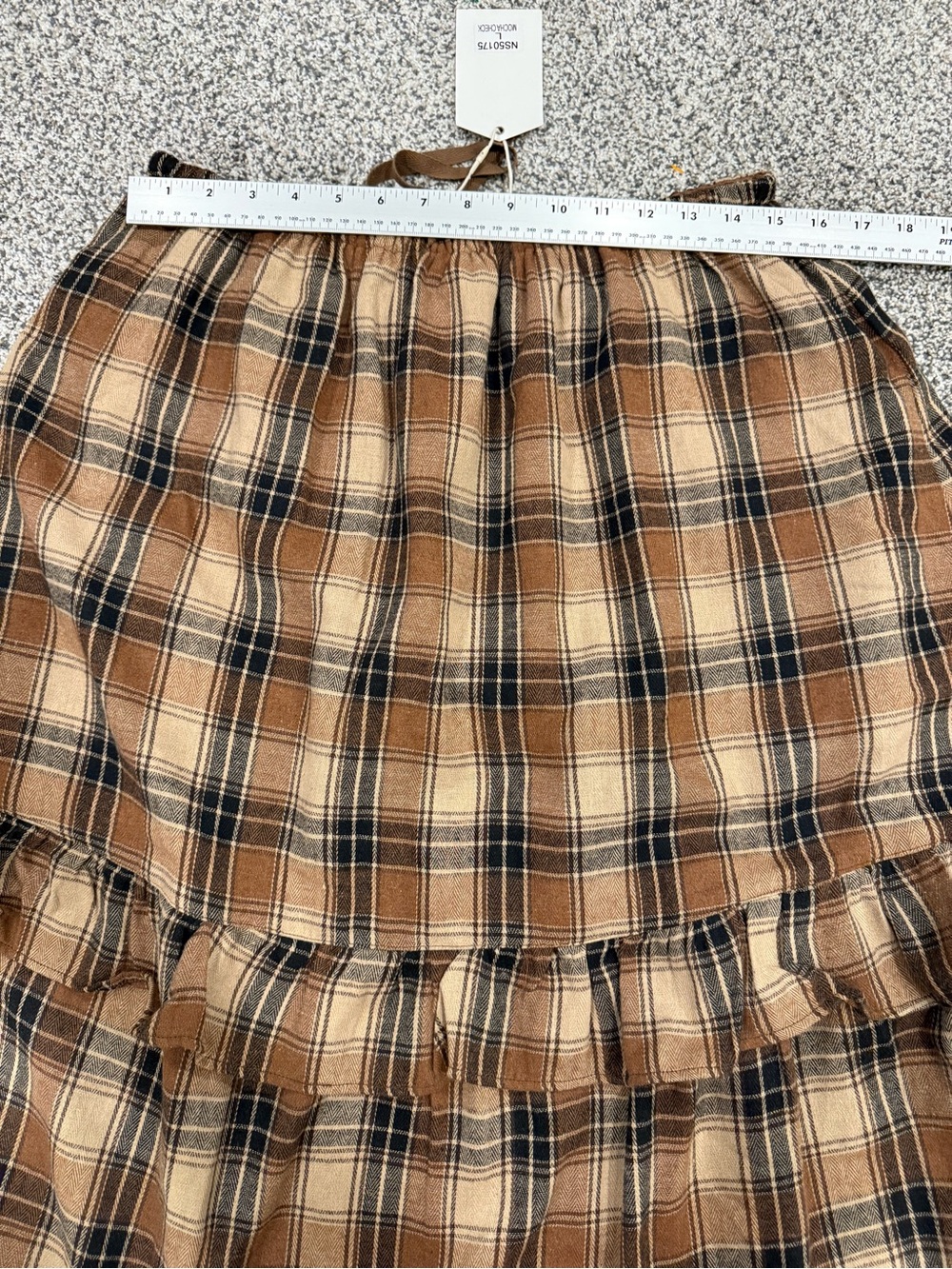 New! New In Women's Plaid Tiered Ruffle Cowgirl Rodeo Midi/Maxi Skirt Brown Sz L - Picture 9 of 10